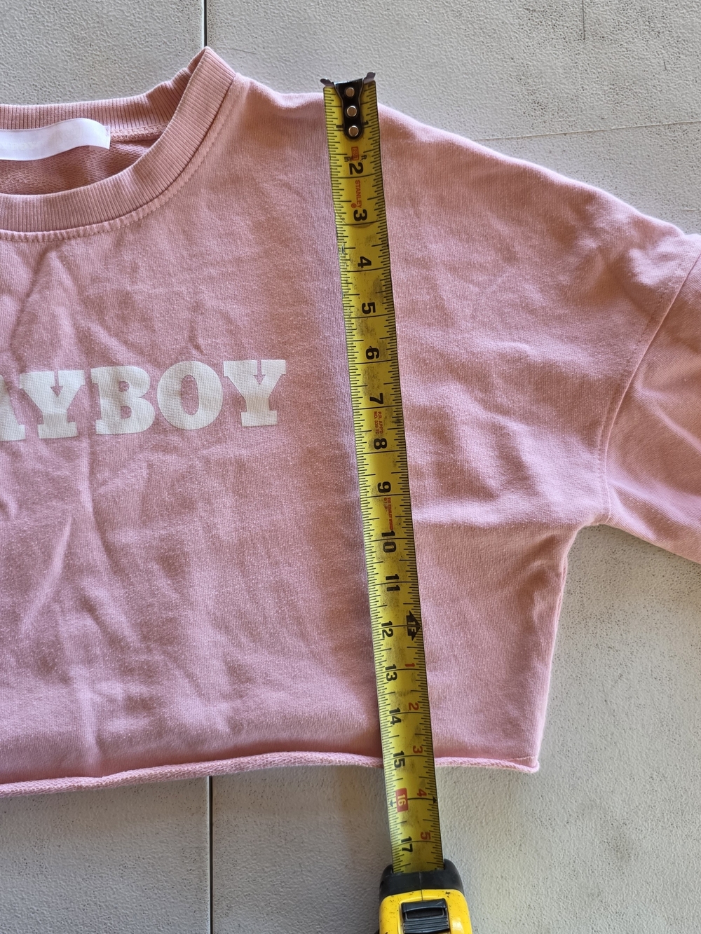 Playboy x Missguided Pink Cropped Sweatshirt Bunny Logo Spellout Y2K - Picture 8 of 8